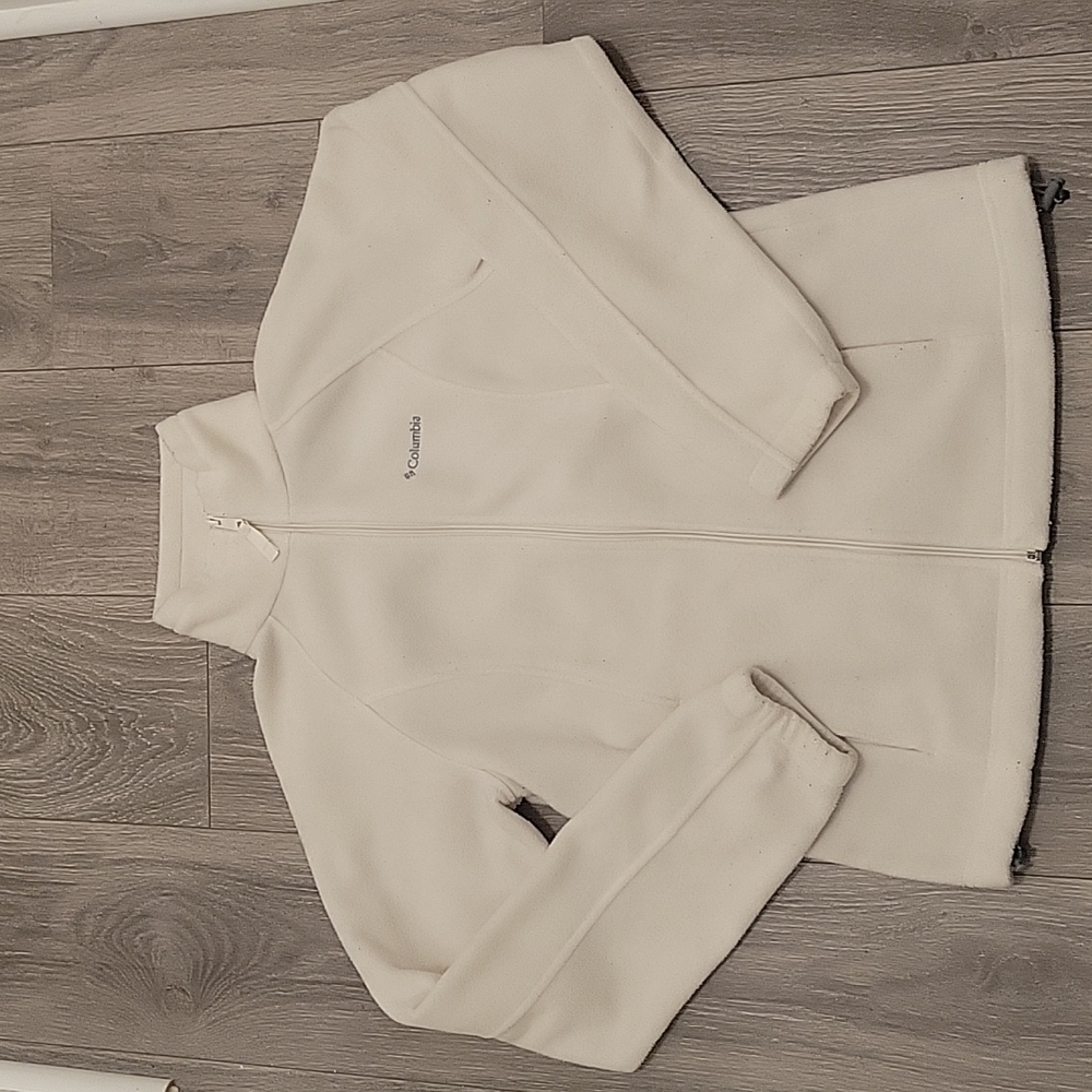 COLUMBIA White Fleece zip up Jacket size Medium